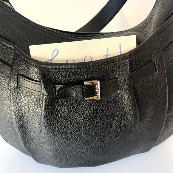 Longchamp Vintage Y2K Half Moon Crescent Belted Dark Blue Leather Shoulder Bag - Picture 8 of 11